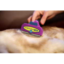 Brosse pour chat Furminator pour chat à poils longs de taille L violet