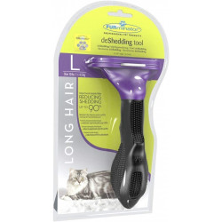 Brosse pour chat Furminator pour chat à poils longs de taille L violet