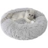 Lit en peluche rond et doux pour chat/chien [Gris]